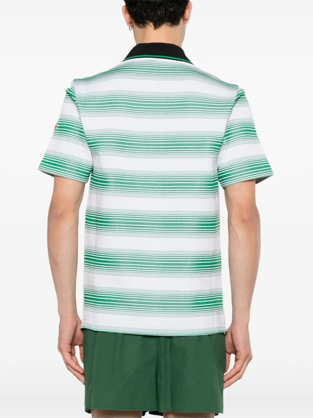 logo-embroidered striped polo shirt