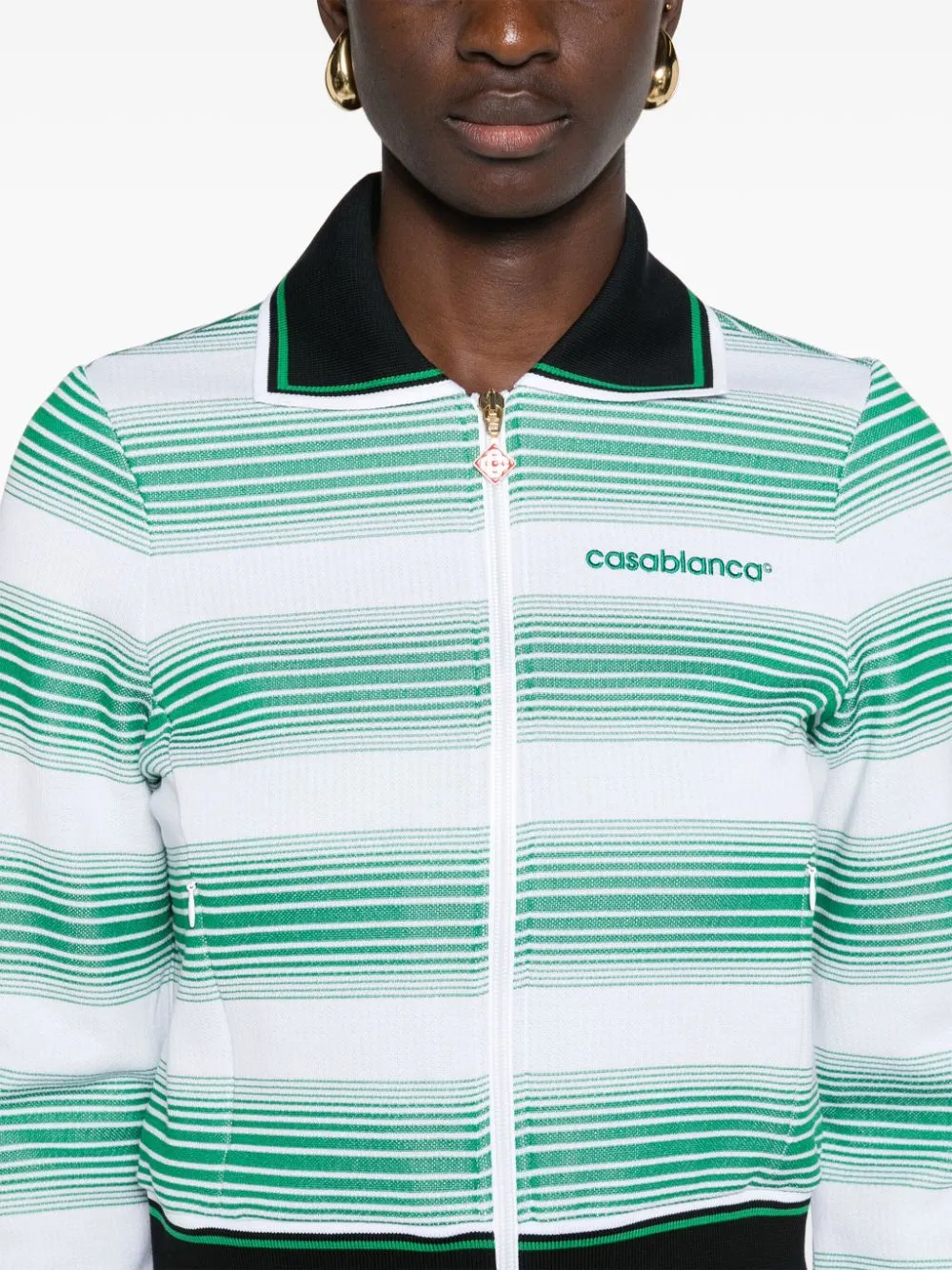 logo-embroidered striped sweatshirt