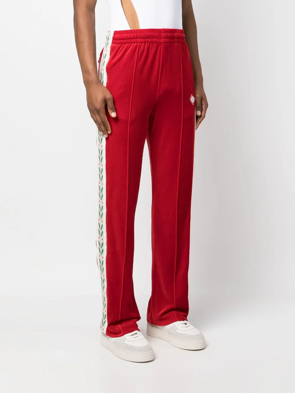 logo-patch striped track pants