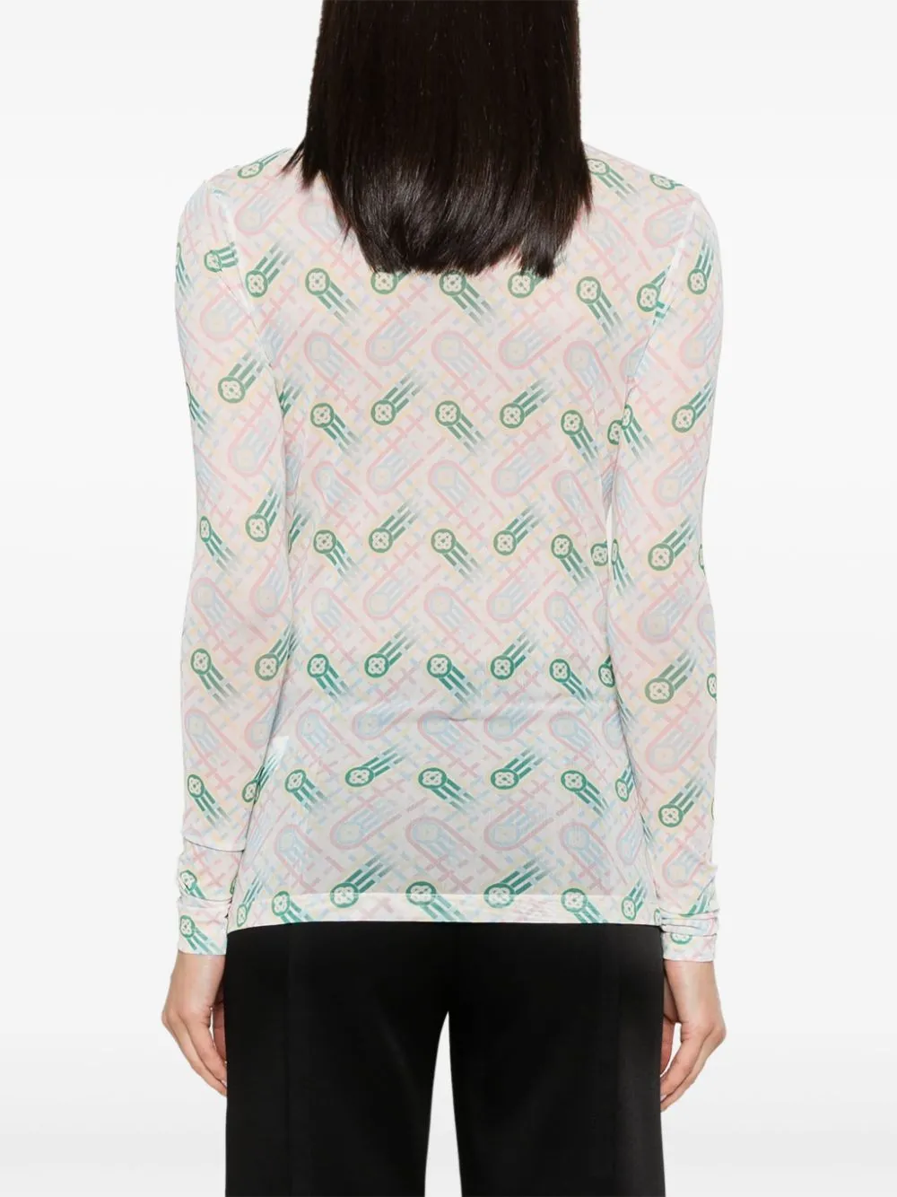 logo-print semi-sheer top