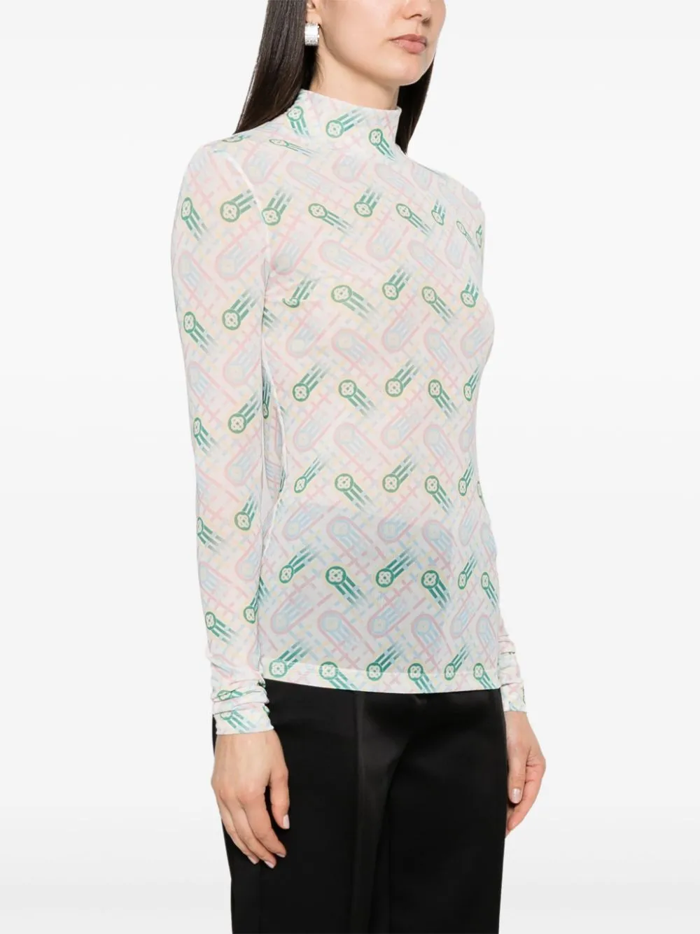 logo-print semi-sheer top