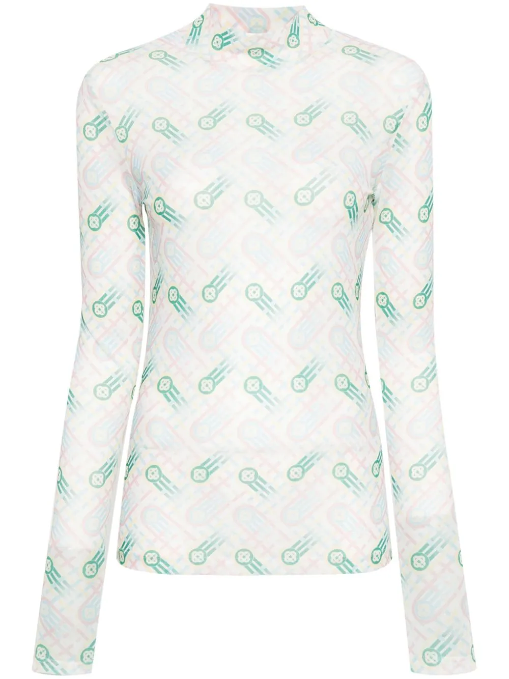 logo-print semi-sheer top