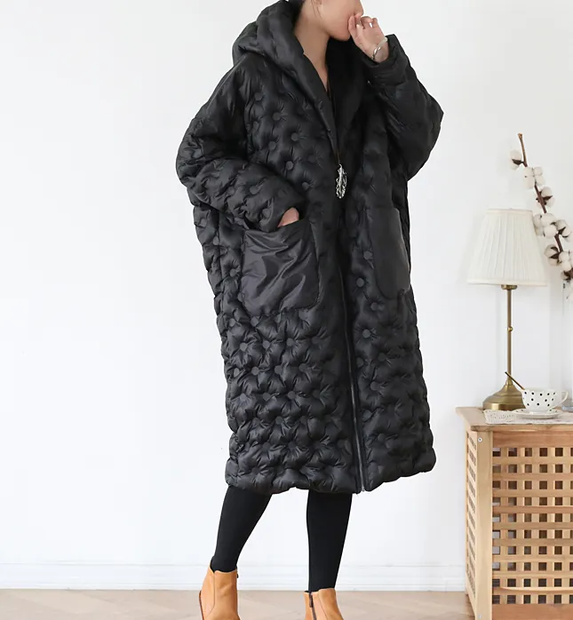 Long Hooded Puffer Coat Loose Winter Women Down Jacket 8108