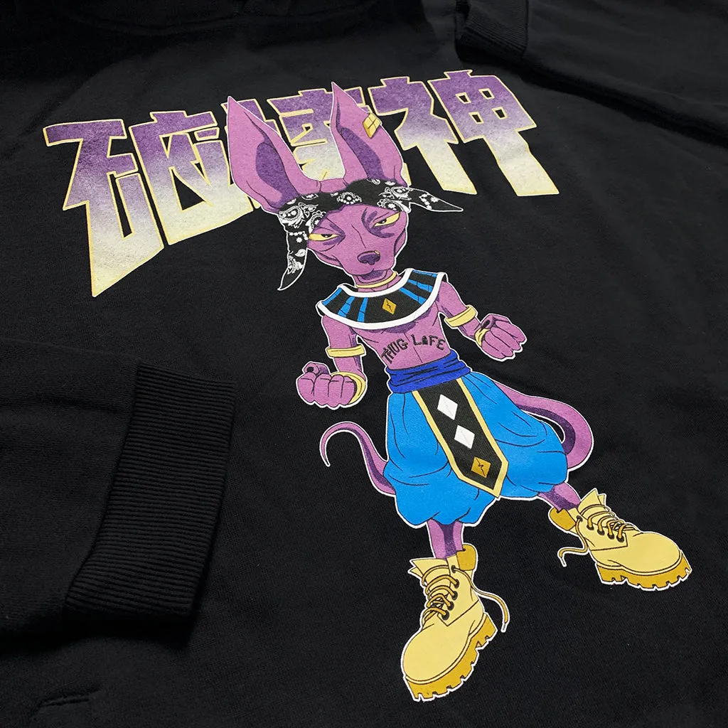 Lord Beerus God Life Drop Shoulder Black Pullover Hoodie