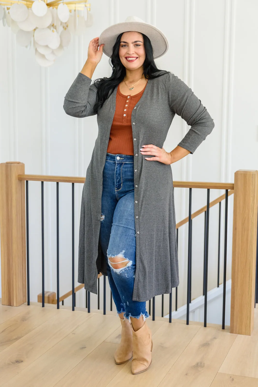 Lucky Break Cardigan in Charcoal