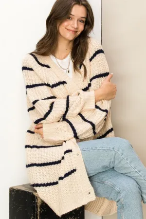 Made for Style Oversized Striped Sweater Cardigan