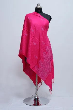 Majenta Colour Stole Enriched With Aari Embroidery And A Touch Of Swarovski.