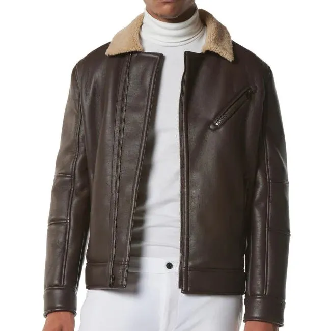 Men's Dark Brown Sheepskin Leather Jacket