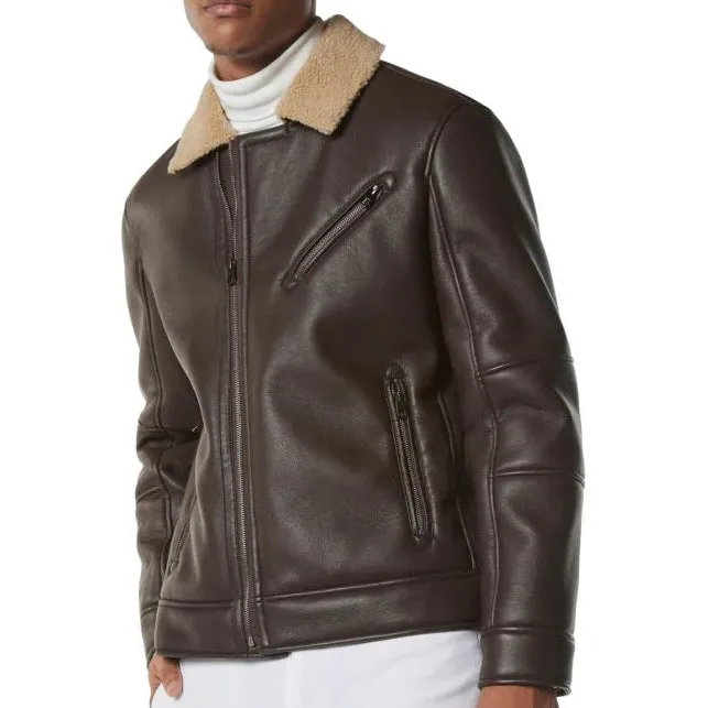 Men's Dark Brown Sheepskin Leather Jacket