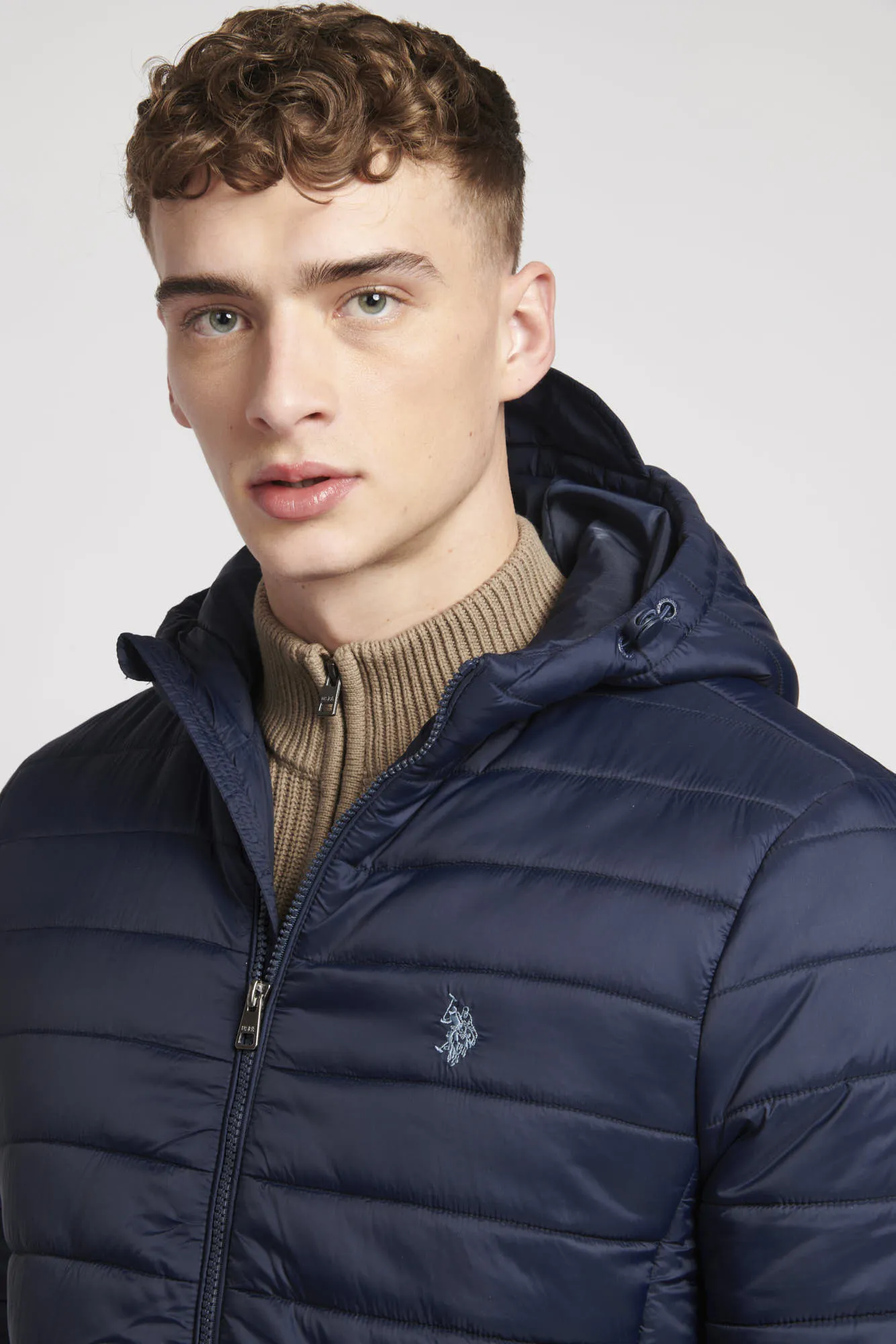 Mens Lightweight Puffer Jacket in Navy Blue