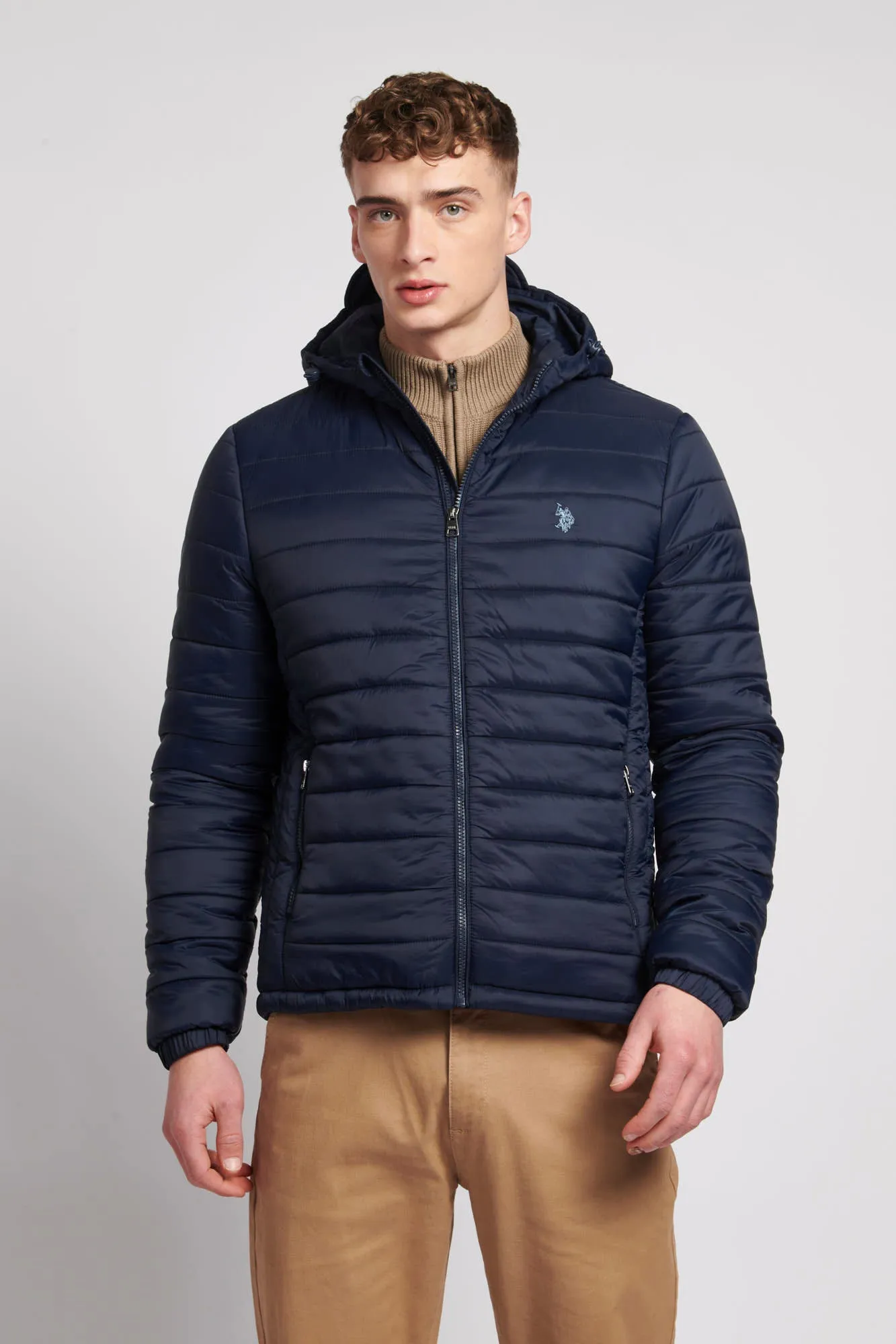 Mens Lightweight Puffer Jacket in Navy Blue