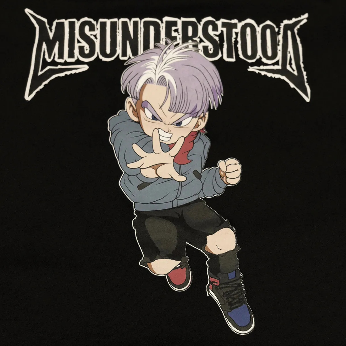 Misunderstood Future Trunks Drop Shoulder Black Pullover Hoodie *Restocked*