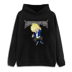 Misunderstood Vegeta Drop Shoulder Black Pullover Hoodie