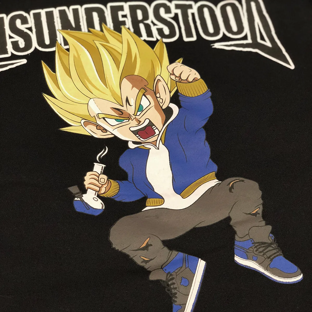 Misunderstood Vegeta Drop Shoulder Black Pullover Hoodie