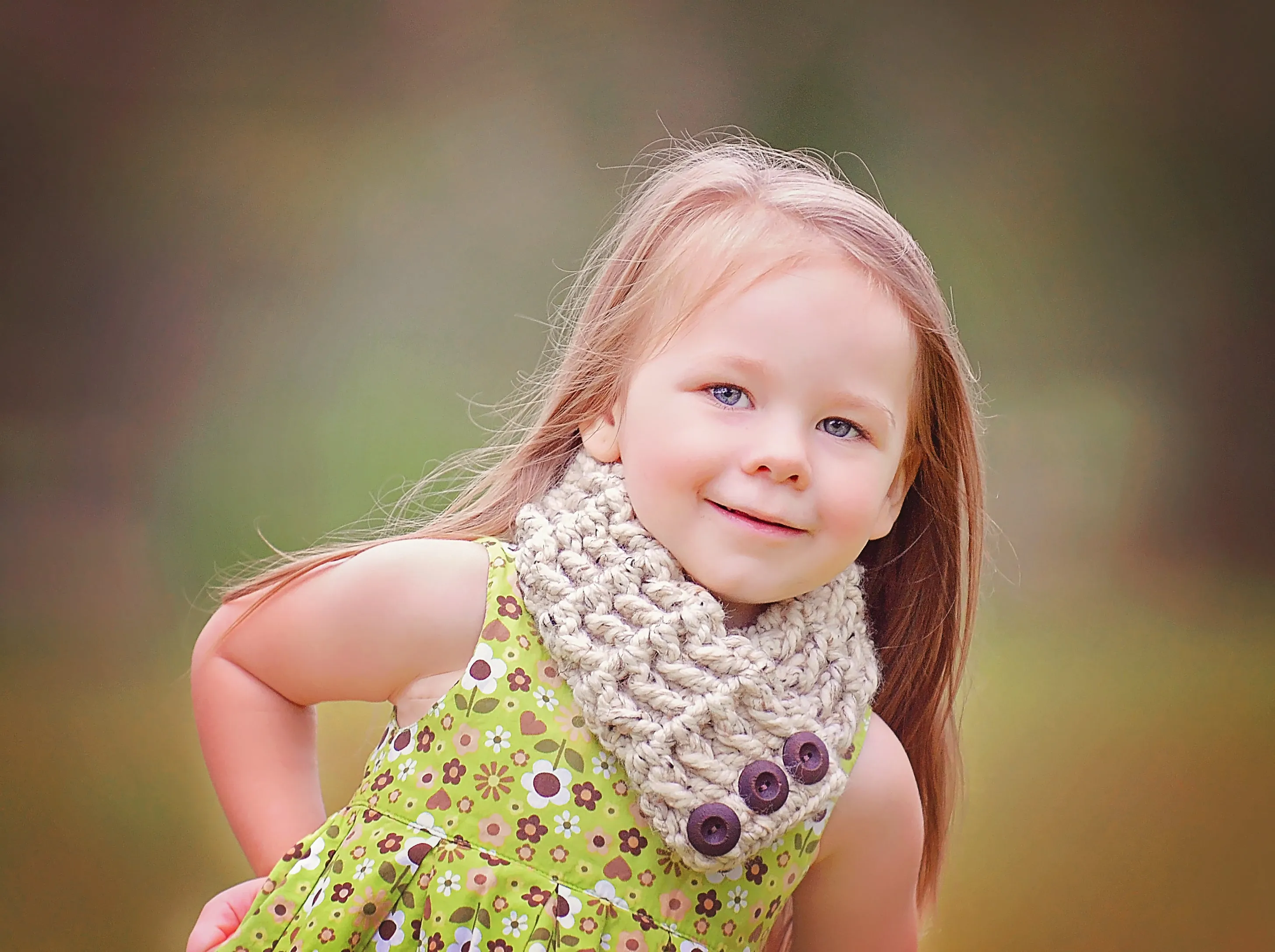 Oatmeal button scarf