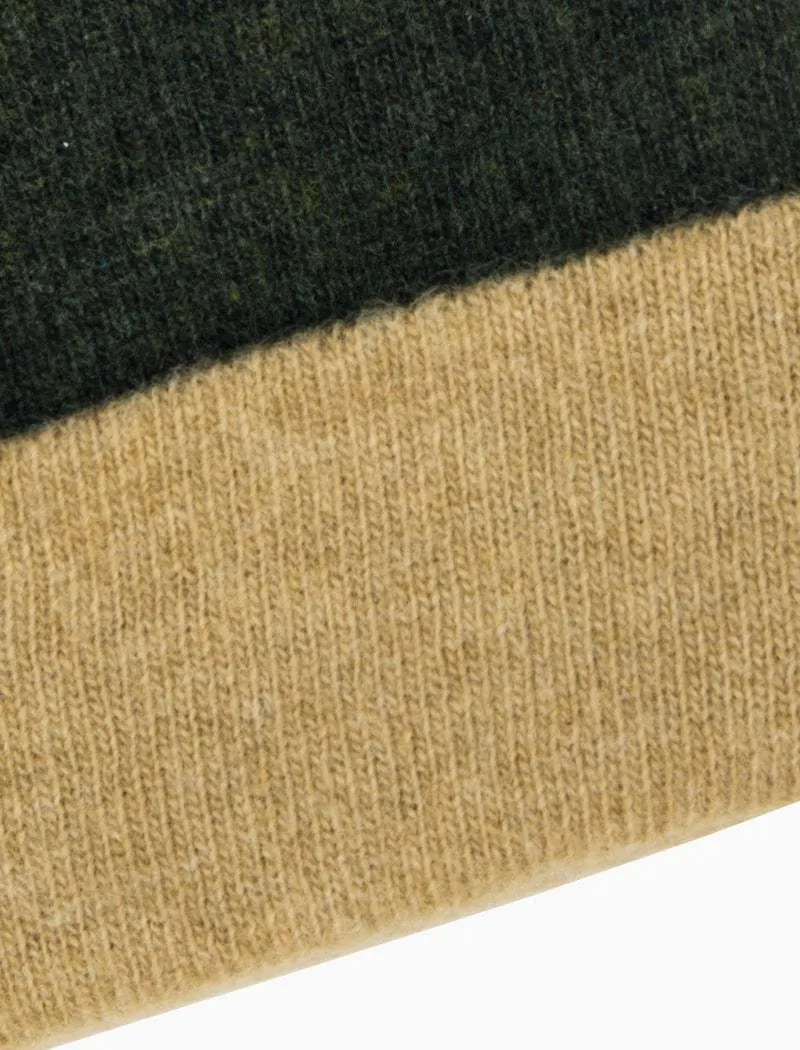 Olive Green & Beige Light Reversible Wool & Cashmere Beanie