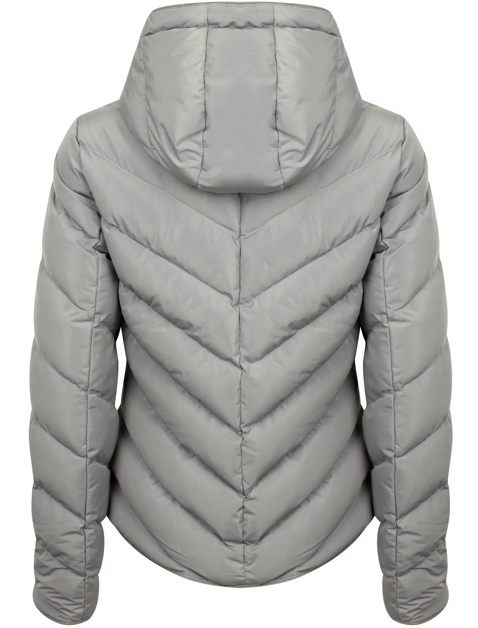 Oracle Chevron Quilted Hooded Puffer Jacket in Light Grey - Tokyo Laundry