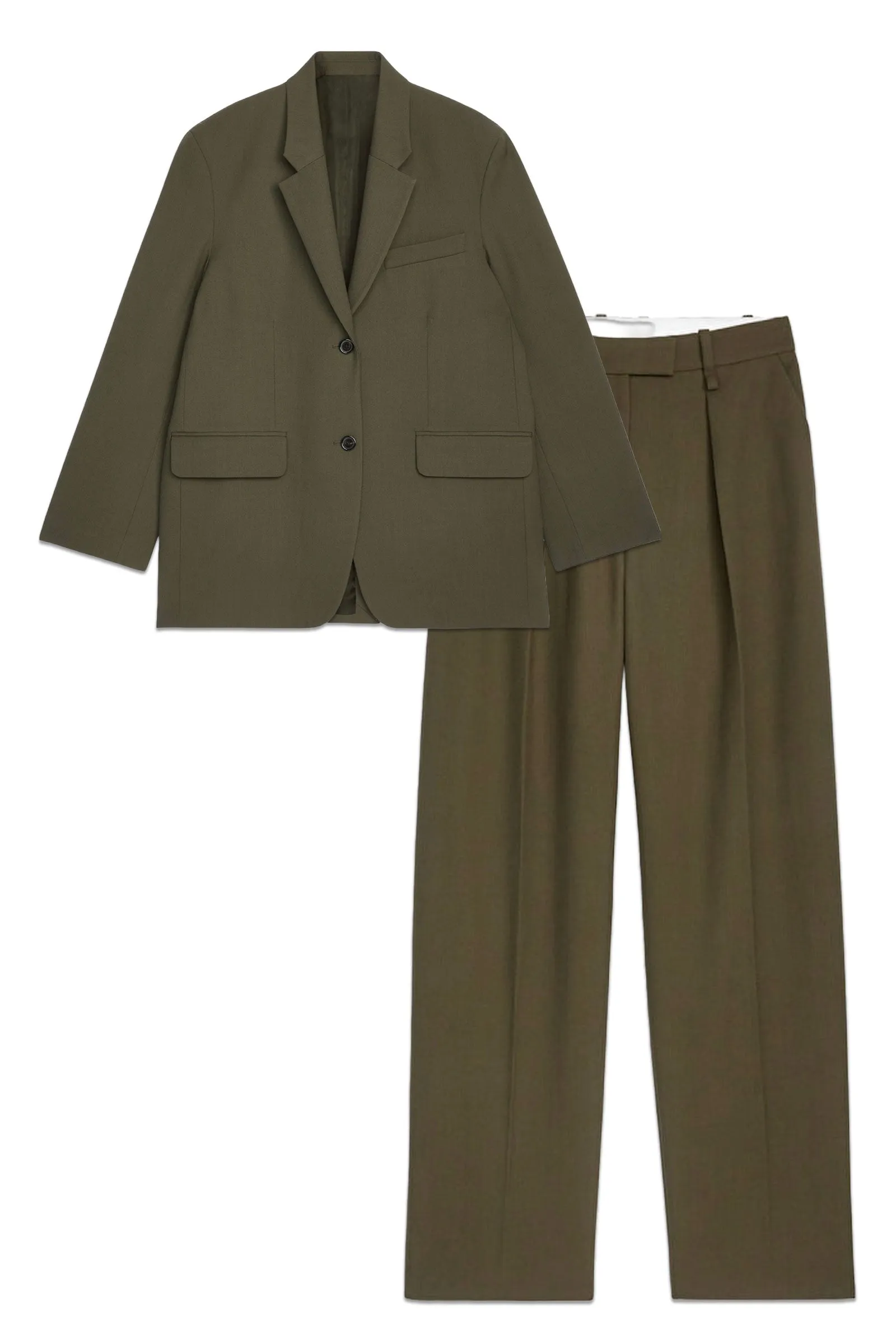 Oversized Wool-Blend Blazer and Pleated Twill Trousers Co-ord