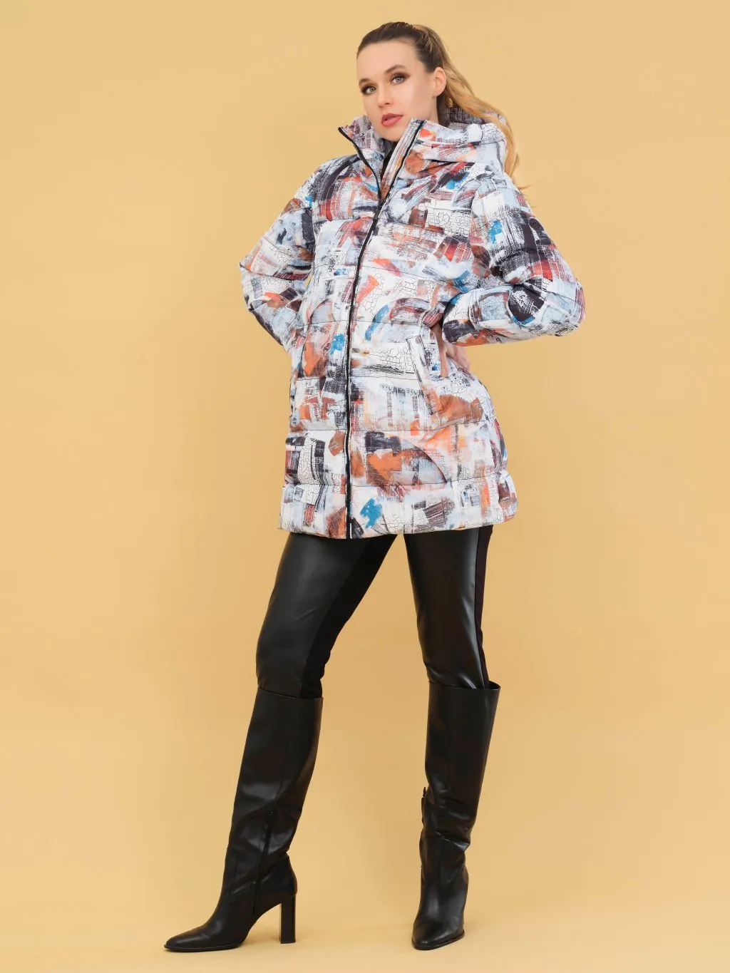 "Kamiros" Printed Puffer Coat by Dolcezza