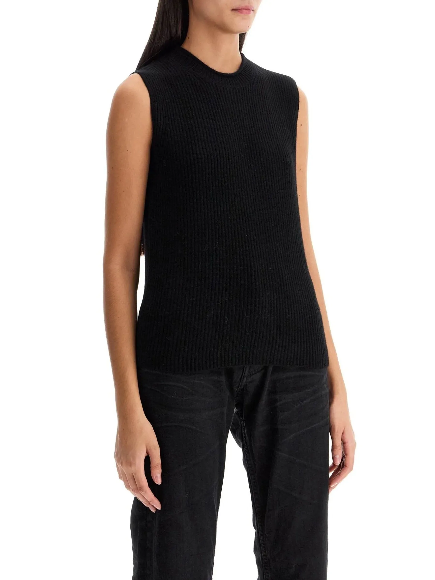 Ribbed Cashmere Sleeveless Top