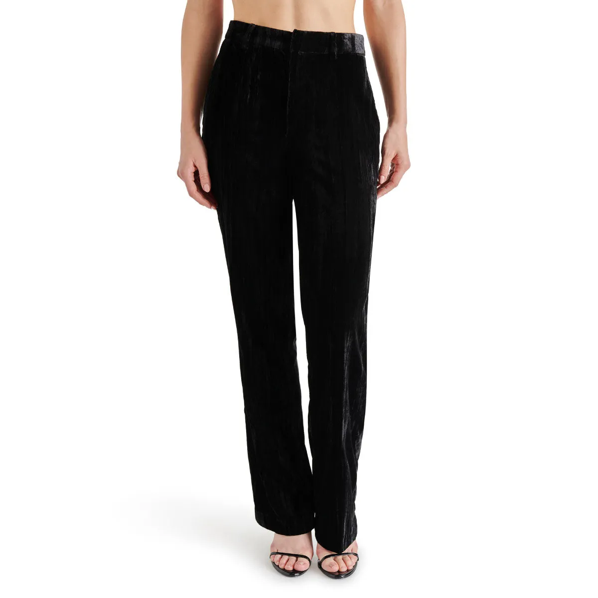 Steve Madden Mercer Crushed Velvet Mid Rise Straight Leg Pant