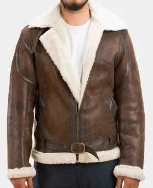 Thalir Brown Shearling Double Rider Leather Jacket