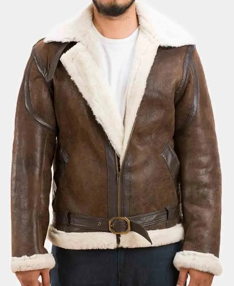 Thalir Brown Shearling Double Rider Leather Jacket