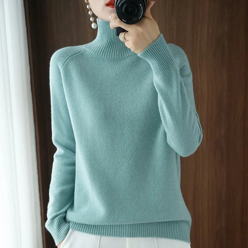 Turtleneck Sweater Women 2023 Autumn Winter Thick Warm Korean Fashion Knitwears Womens Pullovers Long Sleeve Basic Knitted Tops