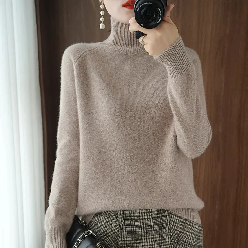 Turtleneck Sweater Women 2023 Autumn Winter Thick Warm Korean Fashion Knitwears Womens Pullovers Long Sleeve Basic Knitted Tops