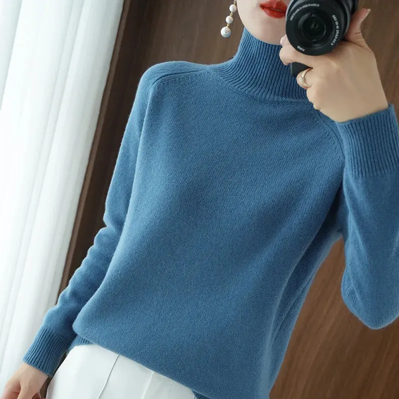 Turtleneck Sweater Women 2023 Autumn Winter Thick Warm Korean Fashion Knitwears Womens Pullovers Long Sleeve Basic Knitted Tops