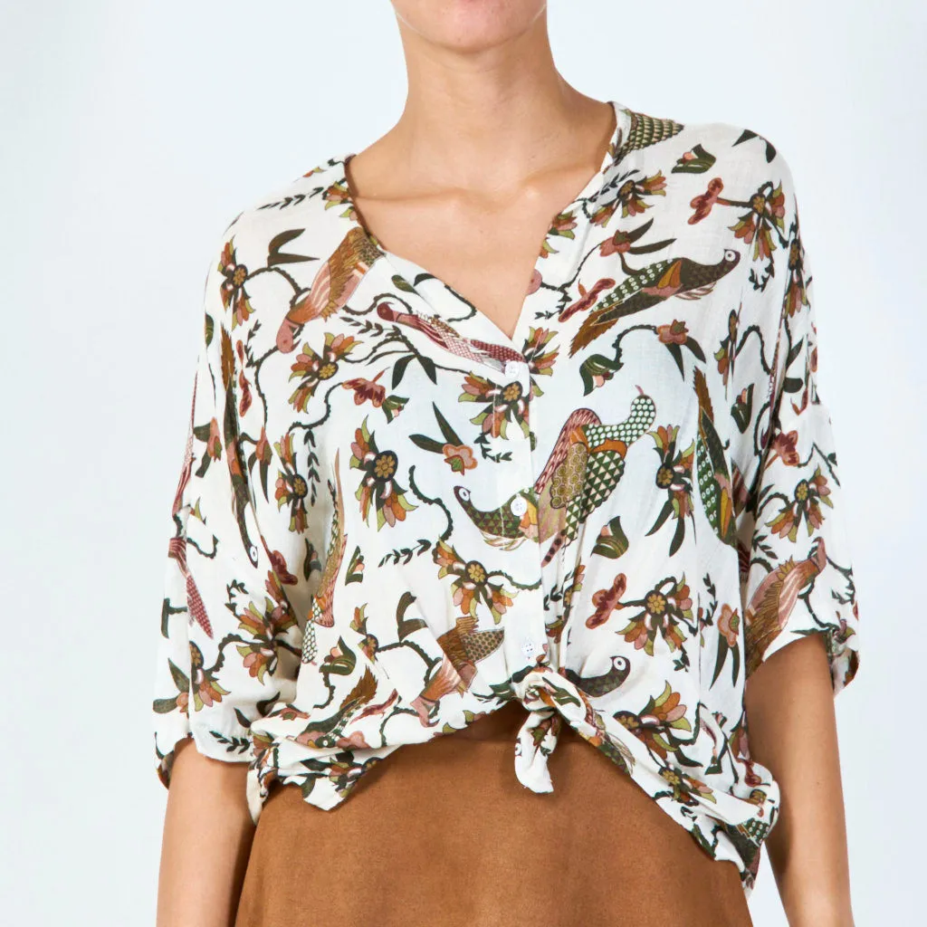 Vintage bird print blouse wholesale