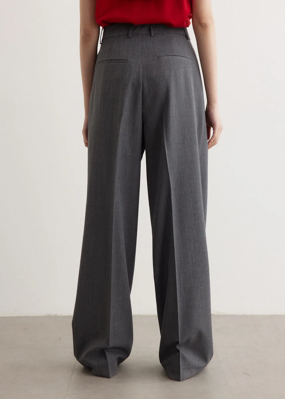 Wide Leg Double Pleated Trousers