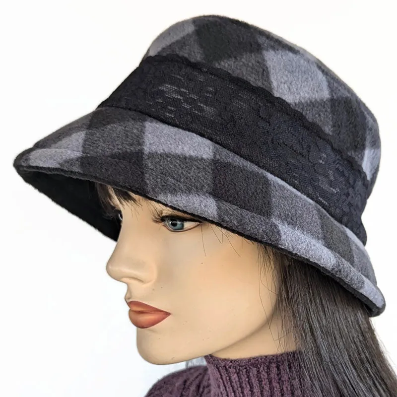 Winter Bucket Hat, with lace trim, assorted colors and fabric combos