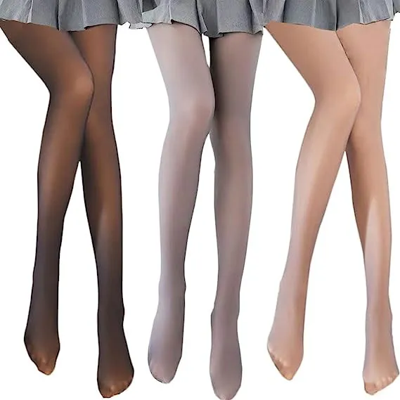 Women Fleece Lined Tights Leggings Thermal Fake Translucent Pantyhose High Waist