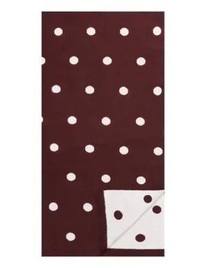 Women's 100% Cotton Reversible Double Knit Polka Dot Scarf - Bordeaux/Ivory