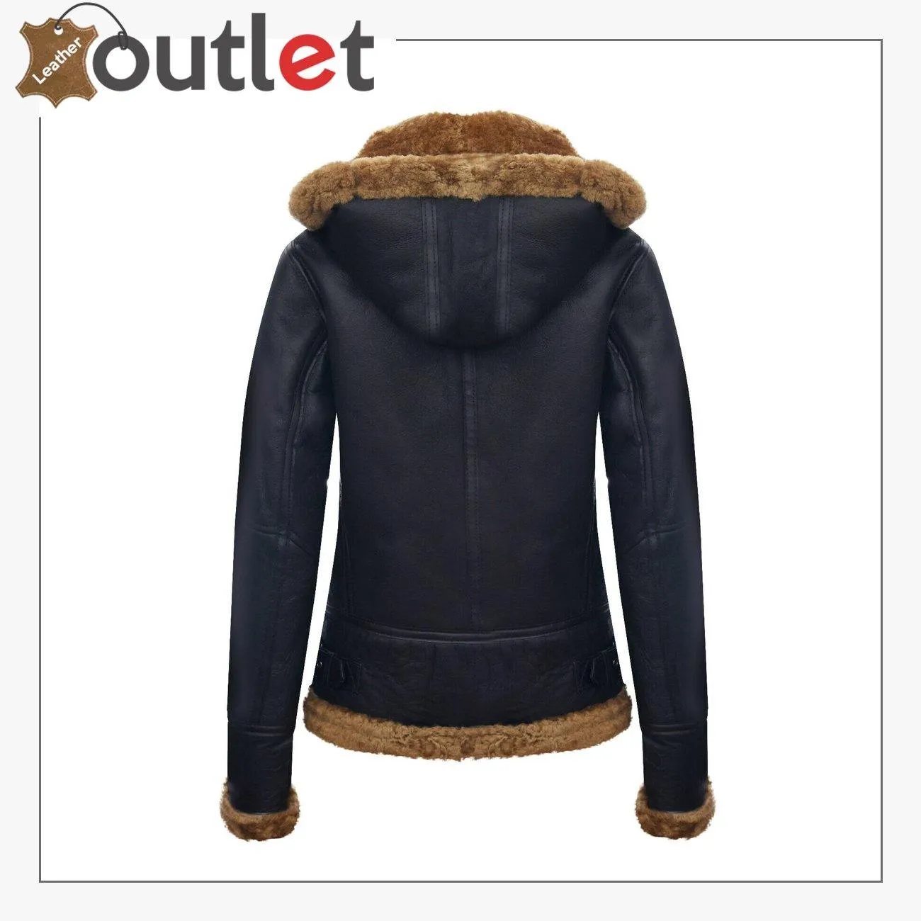 Womens Hooded Sheepskin Jacket B3 Flying Leather Jacket