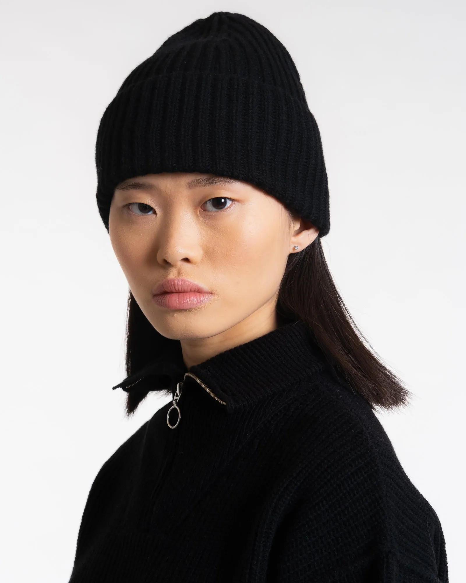 Wool Cashmere Beanie Black