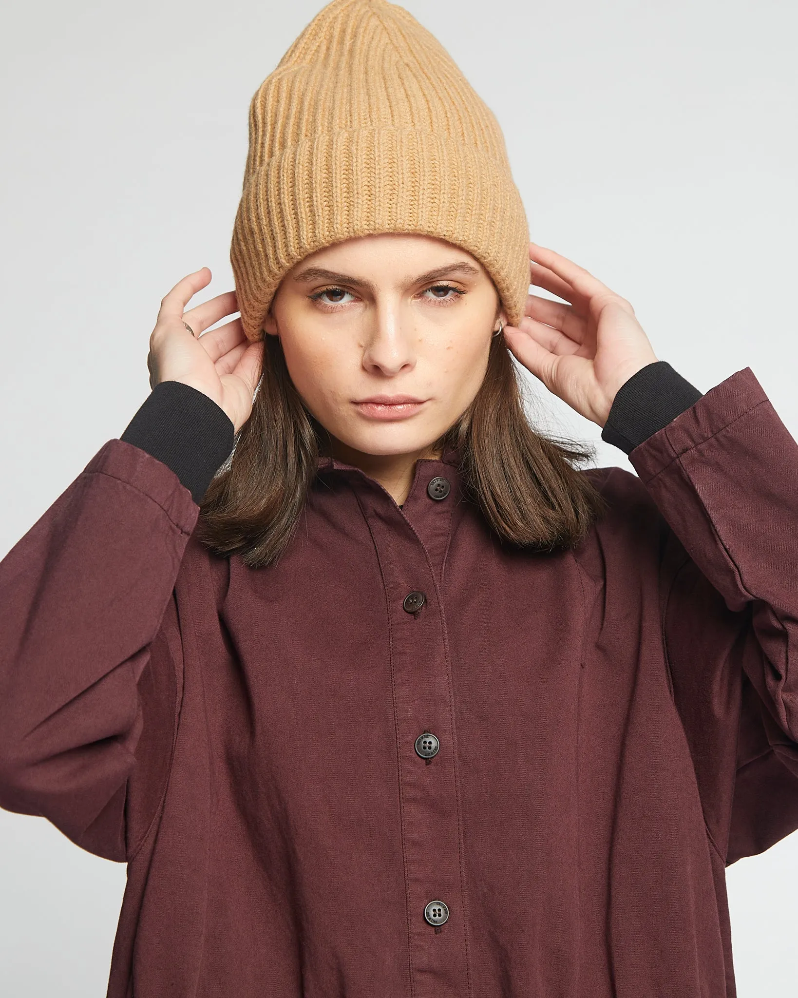 Wool Cashmere Beanie Camel