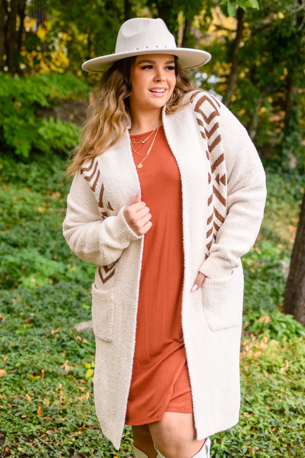 Your Own Way Longline Western Cardigan In Cream