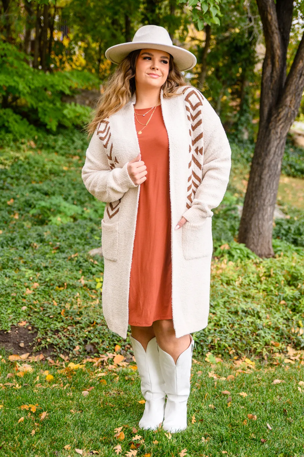 Your Own Way Longline Western Cardigan In Cream